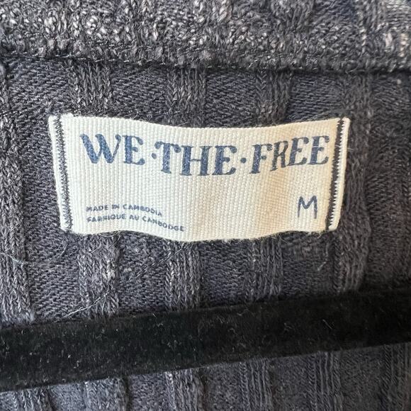 Free People Womens Shirt Grey Meant to Be Tee Ribbed Cropped Size Medium - Picture 3 of 6